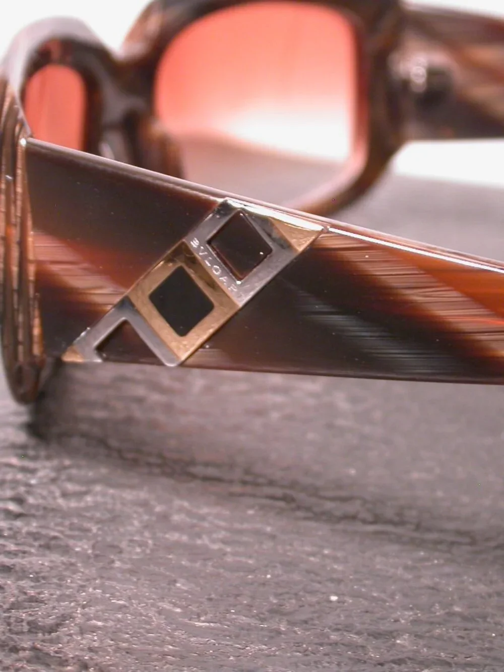 Authentic Bvlgari Horn Stripe Luxury Sunglasses Frames ONLY Italy
